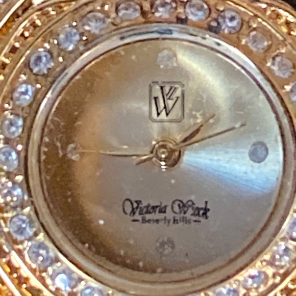 Vintage Victoria Wieck Crystal Cuff Bracelet Watch Size 7